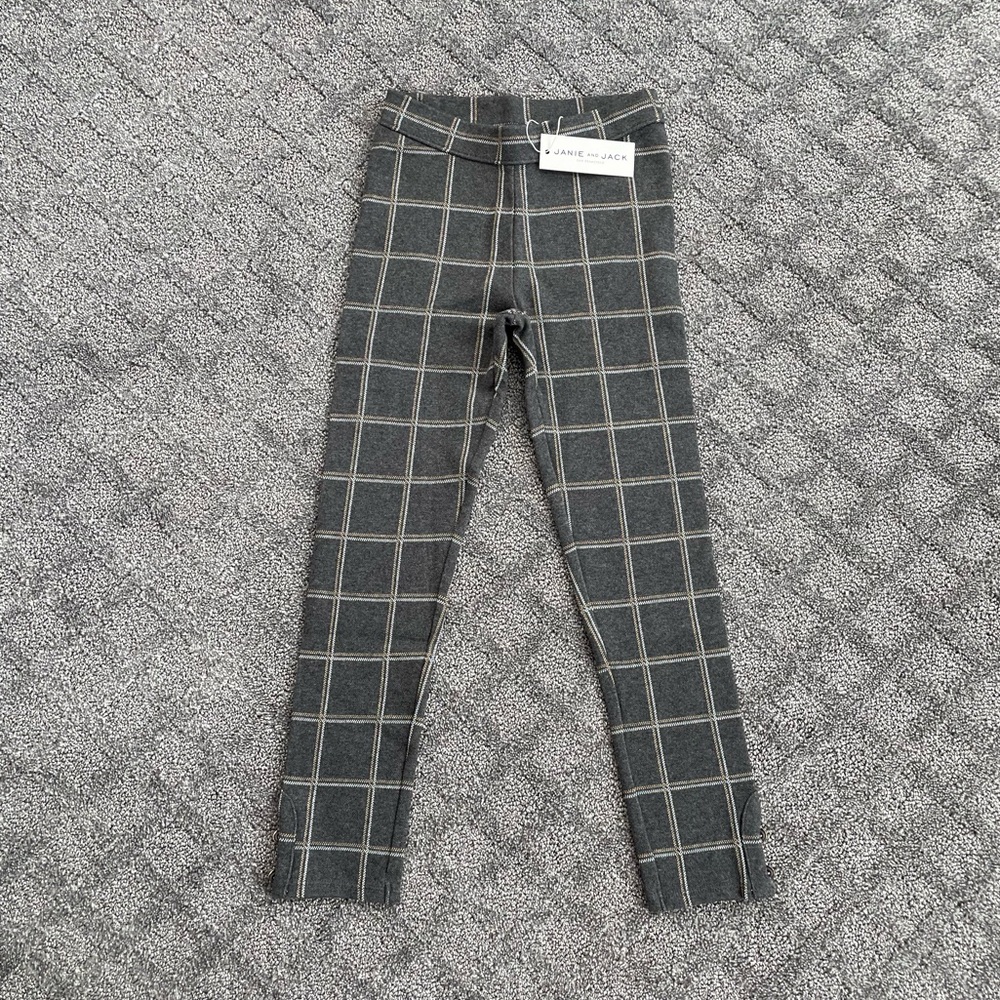 Janie and Jack Gray Plaid Leggings